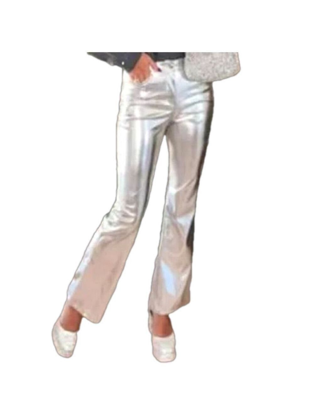 Silver Metallic Faux Leather Pants Sz 7